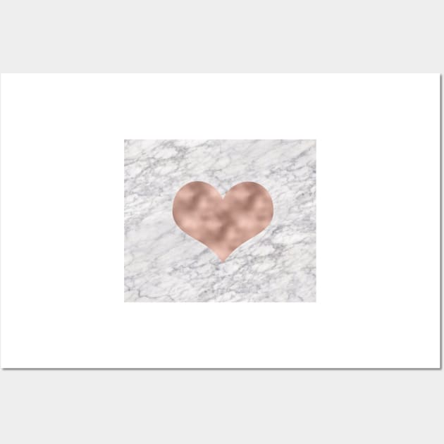 Rose gold foil heart on marble Wall Art by marbleco